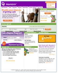 Monster.com homepage before redesign Monster.com homepage before redesign