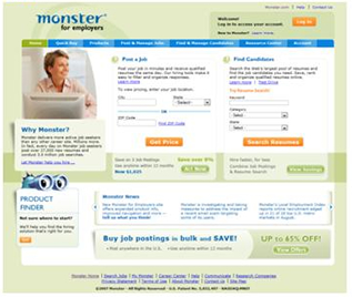 Monster's ecomm site after the redesign